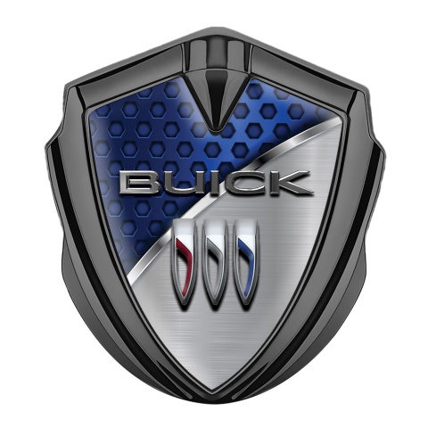 Buick Fender Emblem Badge Graphite Blue Hex Stylish Chrome Line