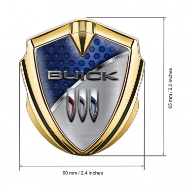 Buick Fender Emblem Badge Gold Blue Hex Stylish Chrome Line