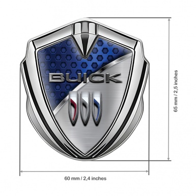 Buick Fender Emblem Badge Silver Blue Hex Stylish Chrome Line
