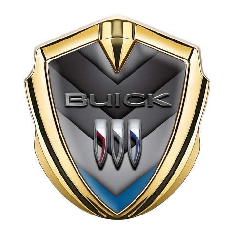 Buick Fender Metal Emblem Badge Gold V Shaped Red Panel