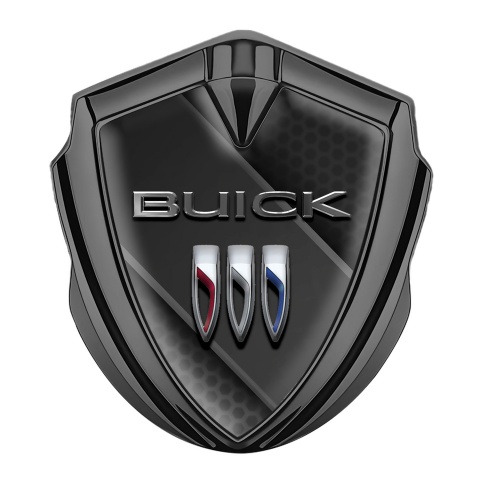 Buick Trunk Metal Emblem Graphite Hex Cross Plate Chrome Effect