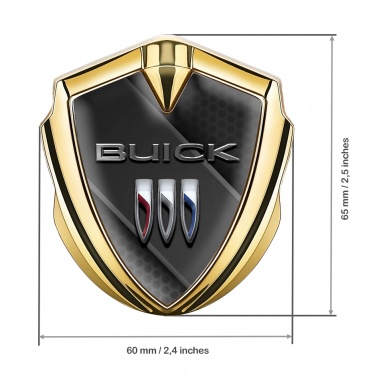 Buick Trunk Metal Emblem Gold Hex Cross Plate Chrome Effect