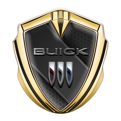 Buick Trunk Metal Emblem Gold Hex Cross Plate Chrome Effect