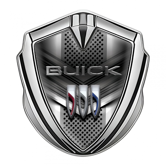 Buick 3D Car Metal Emblem Silver Metallic Mesh V Elements Design