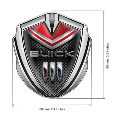 Buick Metal Emblem Badge Silver Dark Grille Red Cap Elements