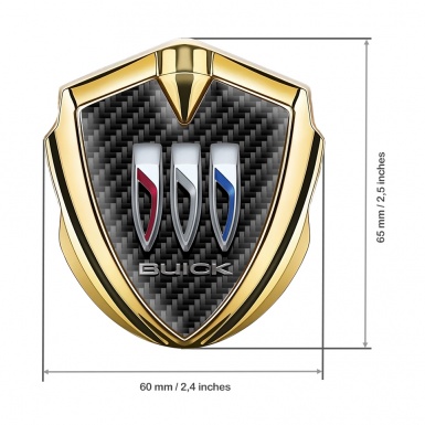 Buick Fender Emblem Badge Gold Dark Carbon Base Big Logo