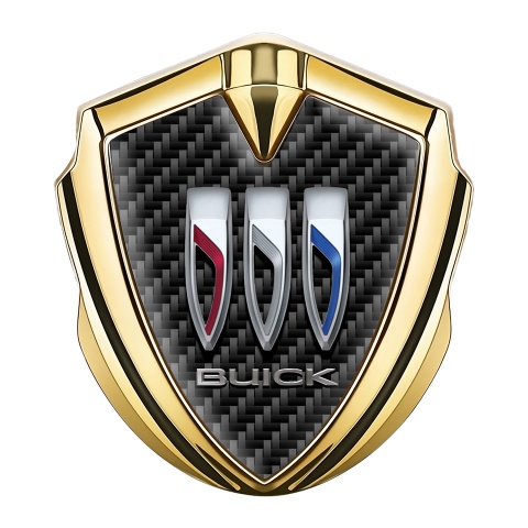 Buick Fender Emblem Badge Gold Dark Carbon Base Big Logo