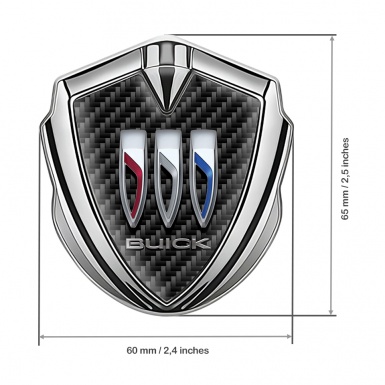 Buick Fender Emblem Badge Silver Dark Carbon Base Big Logo