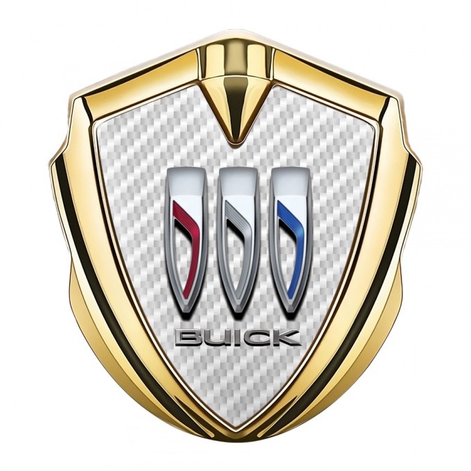 Buick Trunk Metal Emblem Badge Gold White Carbon Base Big Logo