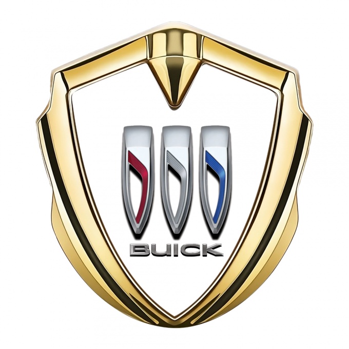 Buick Fender Metal Emblem Badge Gold White Dome Color Shields