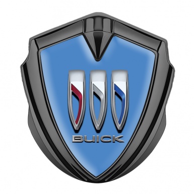 Buick Metal Emblem Self Adhesive Graphite Blue Dome Tricolor Logo