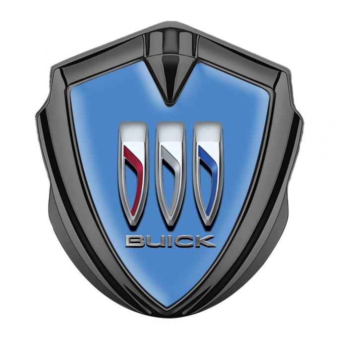 Buick Metal Emblem Self Adhesive Graphite Blue Dome Tricolor Logo