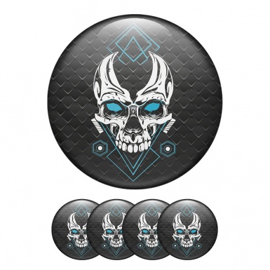 Skull Domed Stickers Wheel Center Cap Punk 