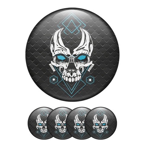 Skull Domed Stickers Wheel Center Cap Punk 