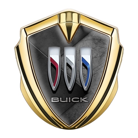 Buick Car Metal Emblem Gold Greyscale Slabs Tricolor Logo Design