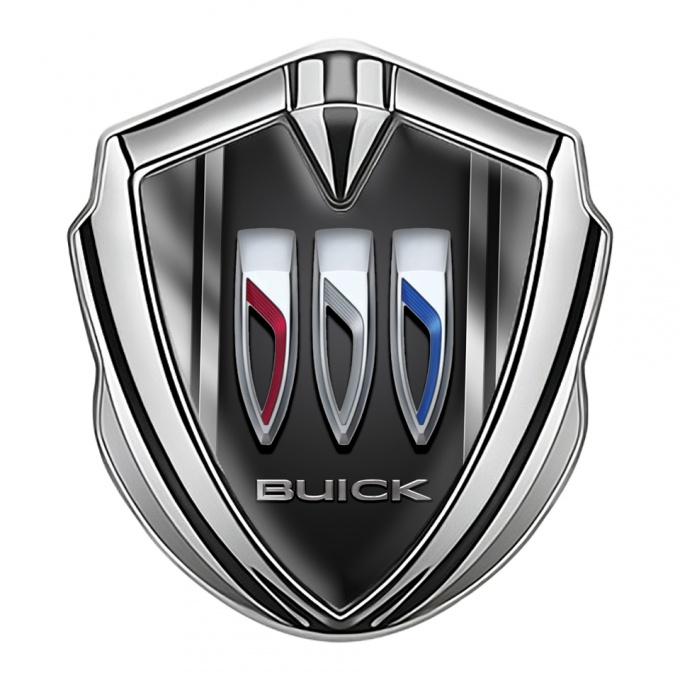 Buick Fender Metal Emblem Badge Silver Dark Base Sport Lines