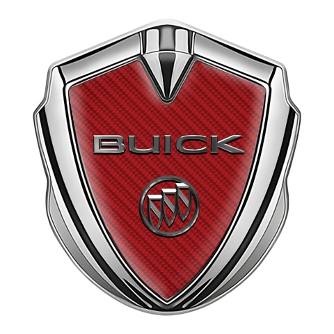 Buick Fender Emblem Badge Silver Red Carbon Classic Design