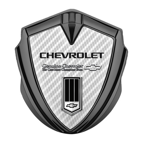 Chevrolet 3D Car Metal Emblem Graphite White Carbon Genuine Edition