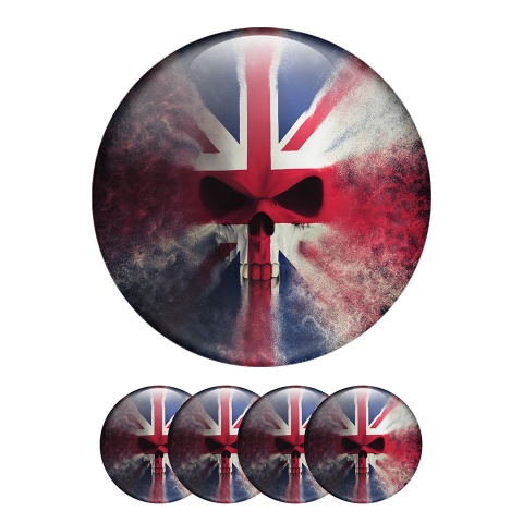 Skull Sticker Wheel Center Hub Cap UK Flag