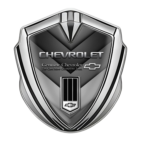Chevrolet Fender Metal Badge Silver Grey V Shape Genuine Edition