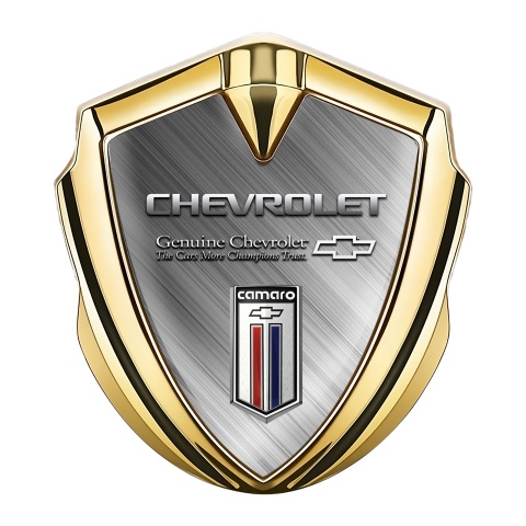 Chevrolet Camaro Trunk Metal Emblem Gold Brushed Aluminum Edition