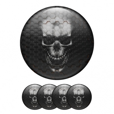 Skull Wheel Center Cap Domed Stickers Metal Edition