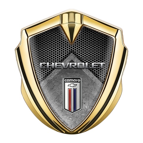 Chevrolet Camaro 3D Car Metal Emblem Gold Hex Stone Slab Effect