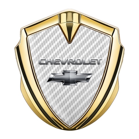 Chevrolet Fender Emblem Badge Gold White Carbon Chrome Effect