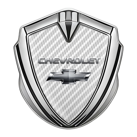 Chevrolet Fender Emblem Badge Silver White Carbon Chrome Effect