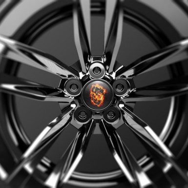 Skull Domed Stickers Wheel Center Cap Fiery Brilliance