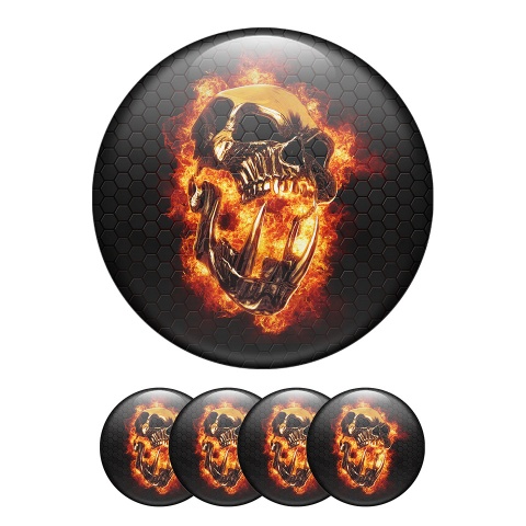 Skull Domed Stickers Wheel Center Cap Fiery Brilliance