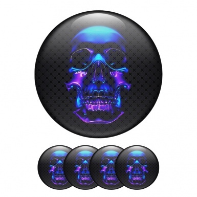 Skull Center Hub Dome Stickers Purple Face