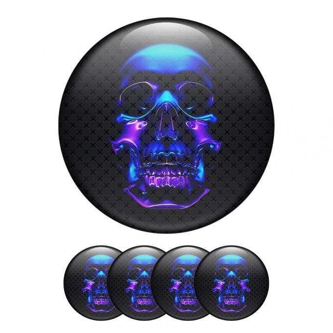 Skull Center Hub Dome Stickers Purple Face