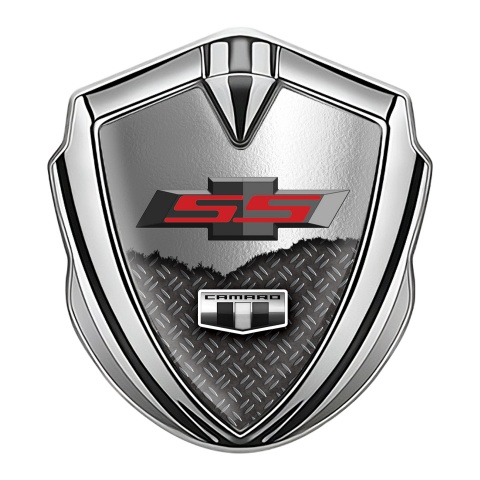 Chevrolet Camaro SS 3D Car Metal Emblem Silver Torn Metallic Effect