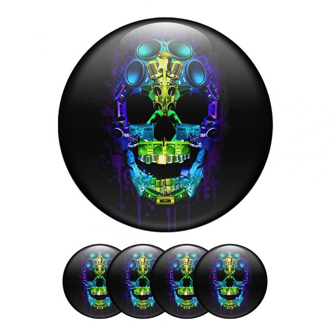 Skull Wheel Center Caps Emblem Audio Style