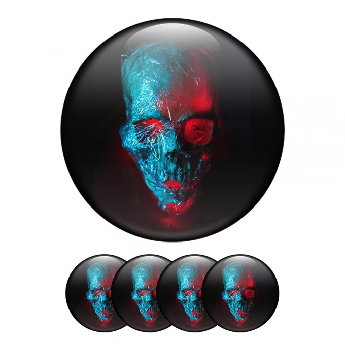 Skull Center Hub Dome Stickers Stone Face