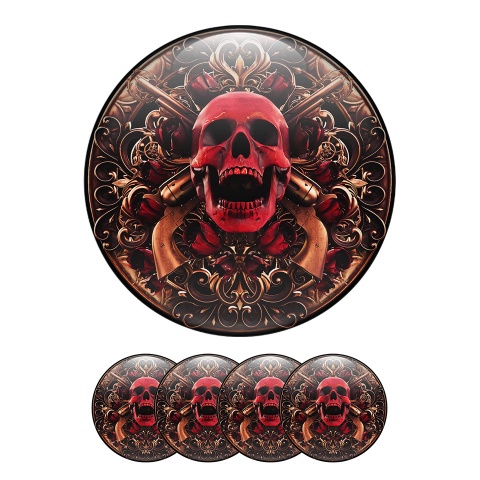Skull Domed Stickers Wheel Center Cap Guns and Roses