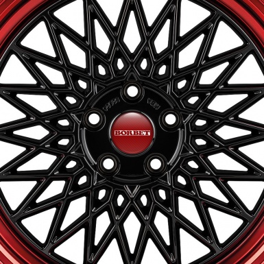 Borbet Wheel Center Caps Emblem Red Carbon With White Logo