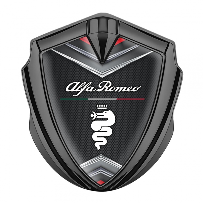 Alfa Romeo Self Adhesive Bodyside Emblem Graphite Dark Mesh Italian Flag