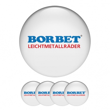 Borbet Domed Stickers Wheel Center Cap Badge In White 