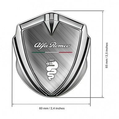 Alfa Romeo Metal Emblem Self Adhesive Silver Brushed Metal Italian Flag