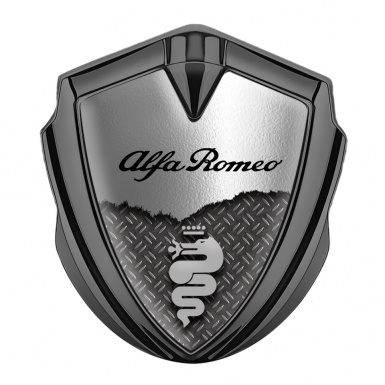 Alfa Romeo Fender Metal Emblem Badge Graphite Half Metal Deck Grey Design