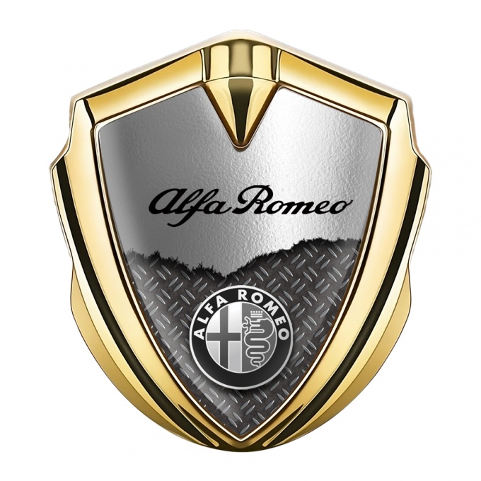 Alfa Romeo Trunk Emblem Badge Gold Metal Grill Classic Logo Design