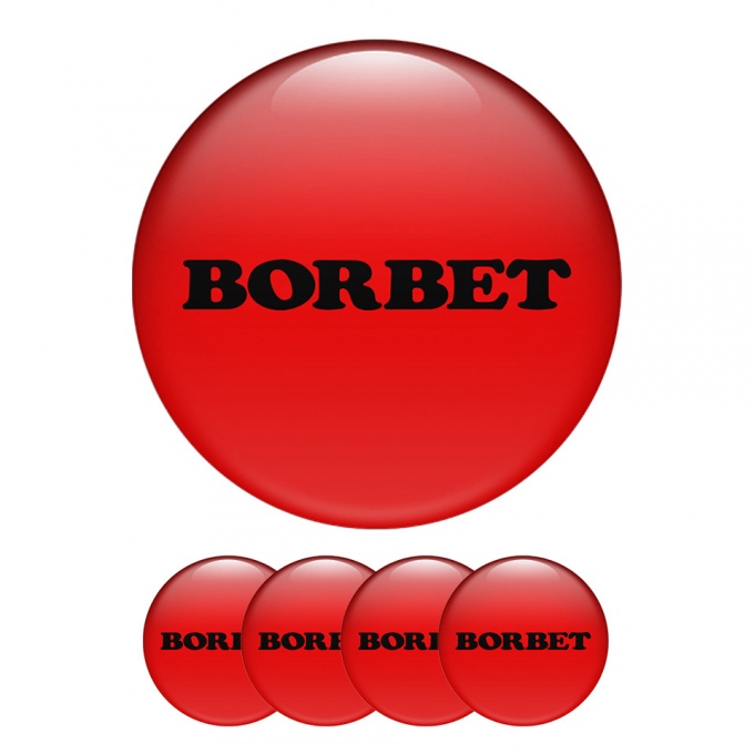 Borbet Wheel Center Cap Domed Stickers Red Bdges With White Logo 