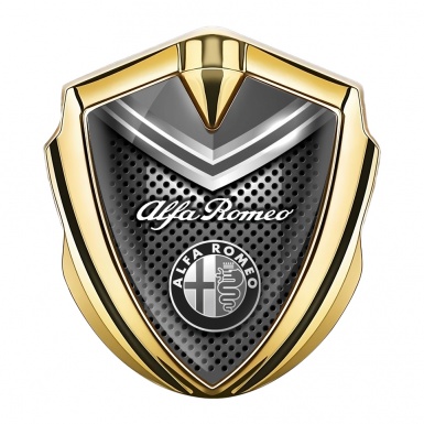 Alfa Romeo 3D Car Metal Emblem Gold Dark Mesh Metallic Elements Effect