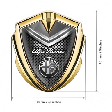 Alfa Romeo 3D Car Metal Emblem Gold Dark Mesh Metallic Elements Effect