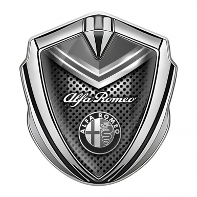 Alfa Romeo 3D Car Metal Emblem Silver Dark Mesh Metallic Elements Effect