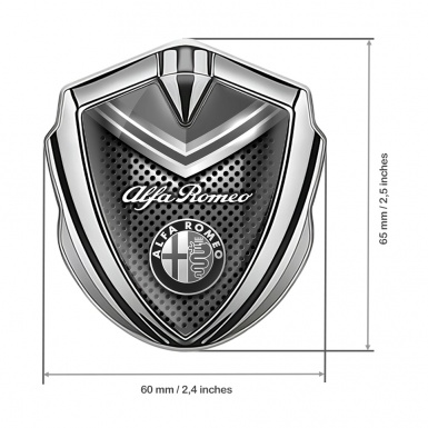 Alfa Romeo 3D Car Metal Emblem Silver Dark Mesh Metallic Elements Effect