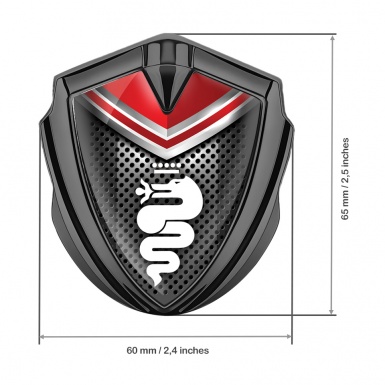 Alfa Romeo Metal Emblem Self Adhesive Graphite Metallic Mesh Dragon Logo