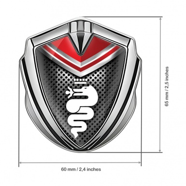 Alfa Romeo Metal Emblem Self Adhesive Silver Metallic Mesh Dragon Logo